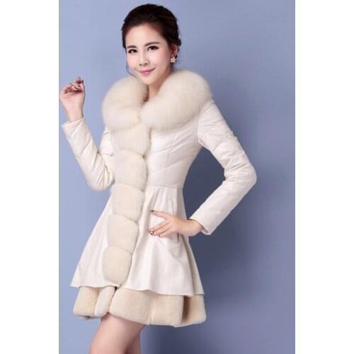 And Winter Coat Autumn Plus Size Womens Leather Jacket Women Parka Faux Fox Fur Collar PU Jackets Campera KJ649