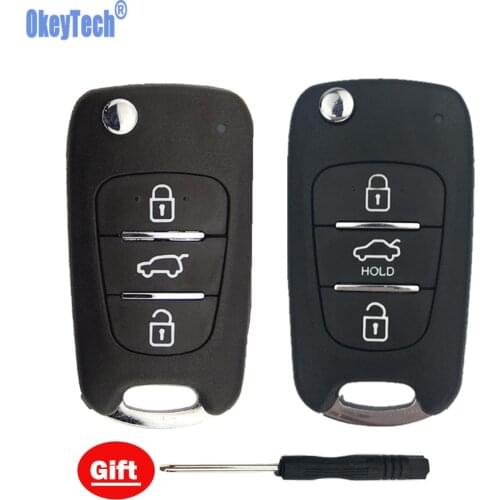 OkeyTech Free Gift Flip Folding Remote Car Key Shell Blank for Kia Rio 3 Picanto Ceed Cerato Sportage K2 K3 K5 For Hyundai I30