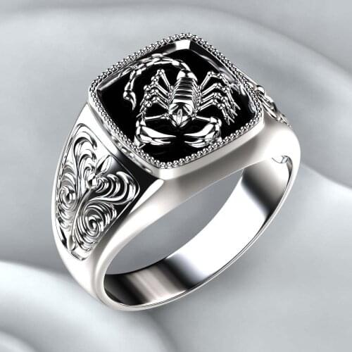 Personality Silver Color Scorpion Ring Motorcycle Party Punk Scorpio Anniversary Ring Birthdays Gift Men Jewelry