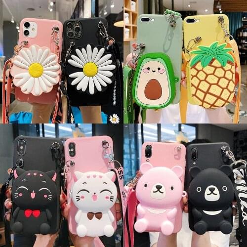 Cartoon Wallet Coin Bag Phone Case for Samsung A01 A11 A21 A31 A41 A51 A71 A81 A91 Cover For Galaxy A6 Plus A7 A8 A9 2018 A520