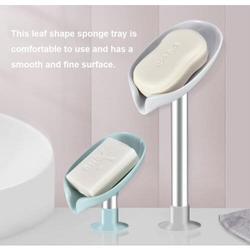 Leaf-shaped Soap Dish Soap Holder Perforated Free Standing Suction Cup Drain Rack Toilet Laundry Soap Box Bathroom Accessories