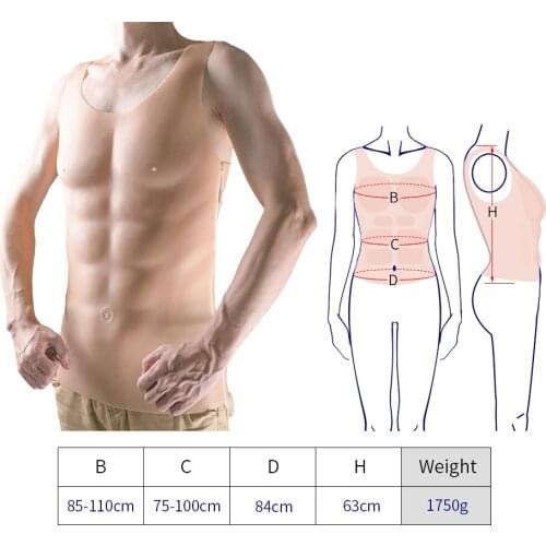 Zipper easy to wear fake silicone fake chest Hunk Cosplay Muscle Silicone Fake Chest Muscle For Men Movies Props Crossdresser