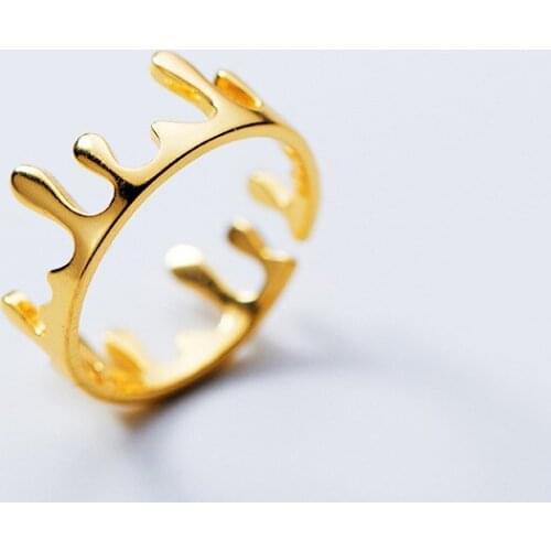 2020 New HF JEL S925 Sterling Silver Rings for Women Gold Crown Finger Rings Women Wedding Engagement Jewelry Accessory Gift