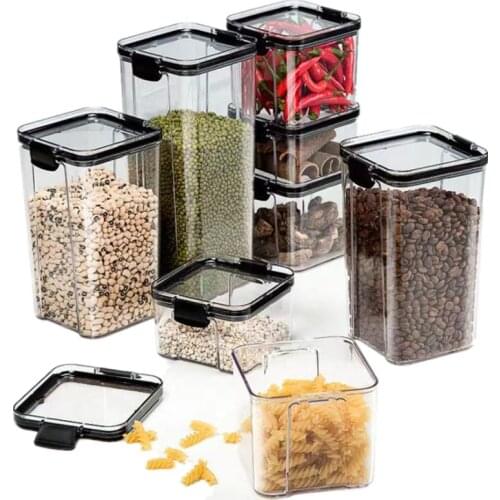 BalleenShiny Plastic Kitchen Storage Food Preservation Box Set Multigrain Jars Nuts Milk Powder White Sugar Storage Sealed Jar