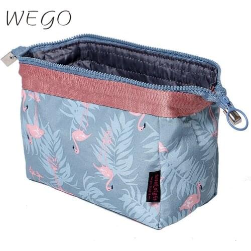 Japanese-style mini portable cosmetic bag hand-held cosmetic large capacity waterproof feather pattern wash travel makeup bag