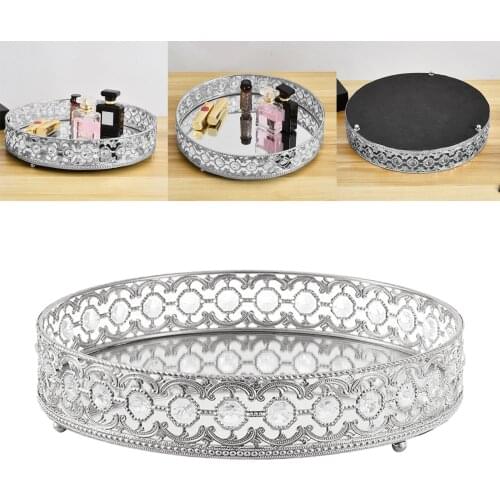 Crystal Mirrored Makeup Tray Perfume Display Home Decor Skin Care Tray