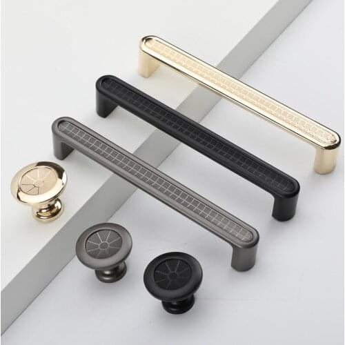 Luxury Gold Kitchen Cabinet Door Handle Gray Wardrobe Drawer Knob Modern Black Single Hole Furniture Handle Home Improvement