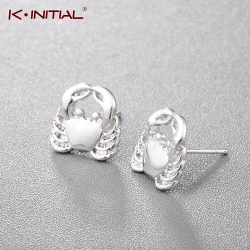 Kinitial Unique Animal Crab Stud Earrings New Arrival Scorpion Zodiac Sign Earring Jewelry for Women Girl Kid Birthday Brincos