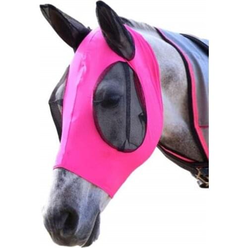 Mesh Horse Anti-mosquito Mask Head Anti Flying Insects Protect Cover W/ Ear Muff Horse Equipment Breathable 5Colors