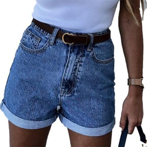 All Match Sashes Fashion Casual Women Denim Shorts Crimping High Waist Slim Summer Jeans Shorts Feminino Chic Hot Ladies Bottom