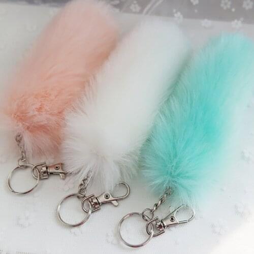 Cute Wolf Fox Tail Fur Car Keychains For Women Men Pompom Pendant Key Ring Holder Fluffy Keychain Accessories Comfortable Feel