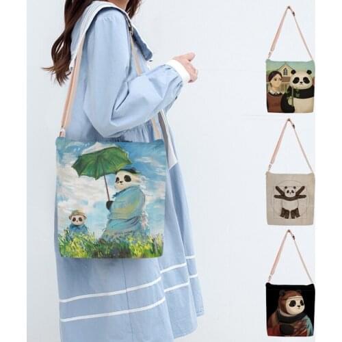 Funny Cute Sproof Panda Painting Crossbody Shoulder Bags for Women Adjustable Strap Messanger Bag Lady Girls Handbag Satchels