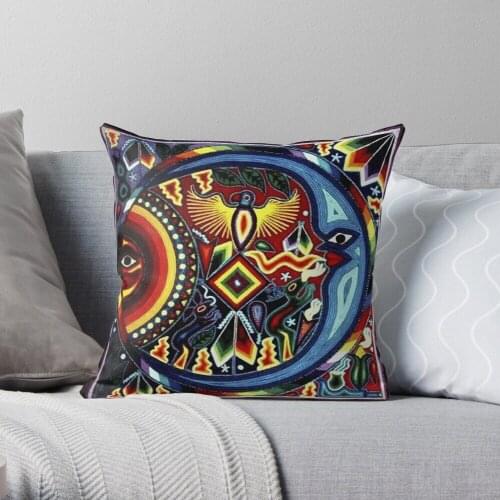 Moon sun huichol Throw Pillow Cushion Cover Polyester throw pillows case on sofa home living room car seat decor 45x45cm