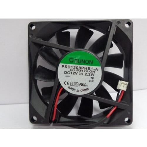 SUNON PSD1208PHB1-A DC 12V 2.3W 8CM 80*80*15mm 2-wire double ball heatsink cooling fan