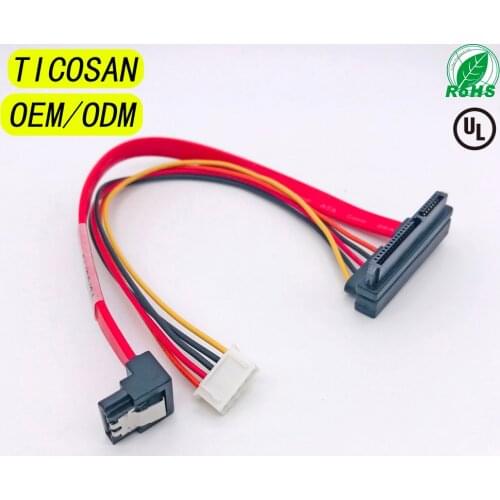 Ticosan SATA7+15P22P FEMALE 90° To PH2.5 5P SATA 7P 90° LOCK supply SATA HDD hard drive high speed computer data power CABLE