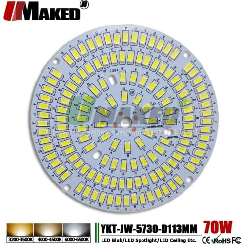 UMAKED 70W 113mm LED PCB SMD5730 ChipLED Source Aluminum Lamp plate Warm/Natural/White DIY Ceiling Lamp Bulb Bay light Spotlight