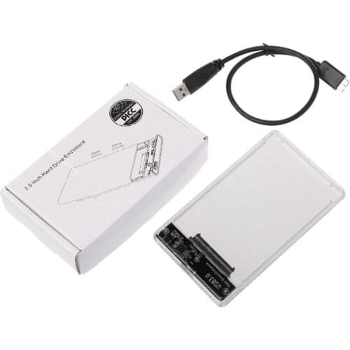 2.5\" USB 3.0 SATA HDD Hard Disk Drive External Enclosure Full Transparent Case