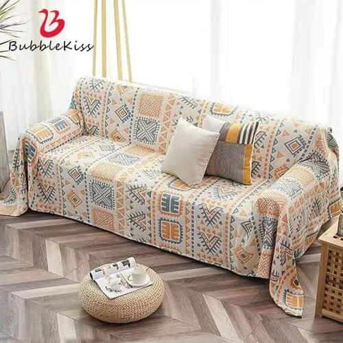 Bubble Kiss Pure Cotton Sofa Towel Breathable Four Seasons Universal Non-Slip Living Room Sofa Decoration Anti-Dirty Couch Cover