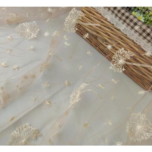 High quality 1 yard dandelion Flower Embroidery Tulle Mesh lace Fabric for Tutu Skirt Wedding Party Dress Hand Make DIY Clothes