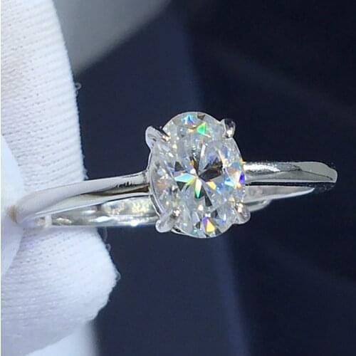 14K Yellow Gold Women Wedding Anniversary Engagement Party Ring 1 2 3 4 5 Carat Oval Moissanite Diamond Ring Trendy Elegant