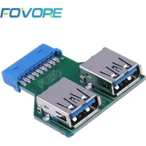 19Pin USB 3.0 Header Female to 2 Port Female Adapter Converter PCB Board PC Motherboard Mainboard USB3.0 Extend 20pin