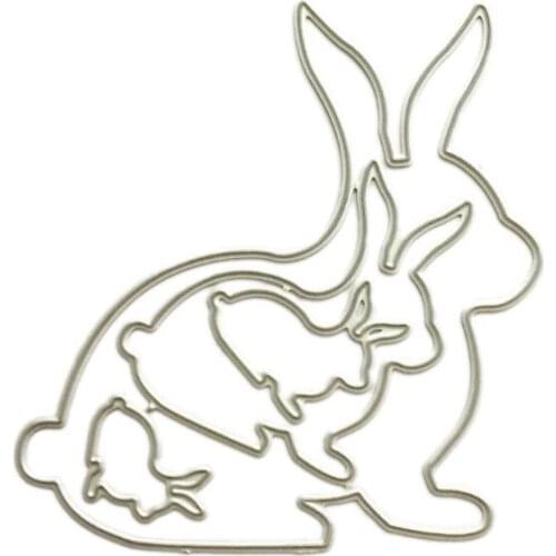 2021 New Lovely Rabbit Family Metal Cutting Dies Stencil DIY Scrapbooking Album Stamp Paper Card Embossing Crafts Decor Hot sale