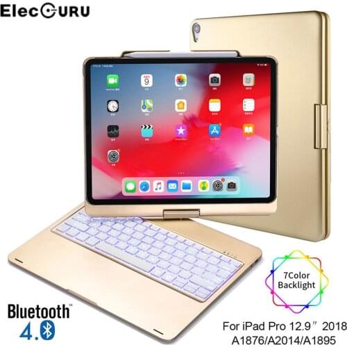 Tablet Keyboard Case for iPad Pro 12.9 2018 Backlit Flip Wireless Bluetooth Keyboard with Protective Cover 7 Colors Backlight