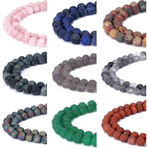 Black matt Onyx lapis Rose pink quartz Natural Stone strand Beads For Jewelry Making Diy Bracelet 4-12MM Drop Shipping Wholesale