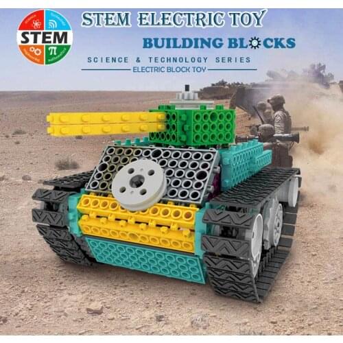 Children Electric Toys 145Pcs Electric Tank Model DIY Building Blocks Toys Children STEM Enlightenment Education Toys Kids Gifts