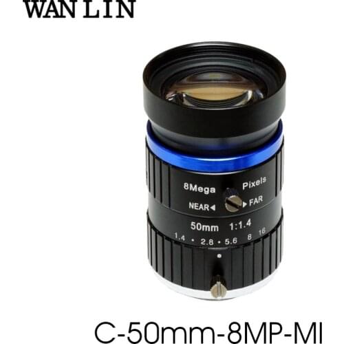 HD 8MP CCTV Camera Lens 50mm 8.0Megalpixel C CS Mount Manual Iris Focus F1.4 Aperture 1" Format Security Camera Industrial Lens