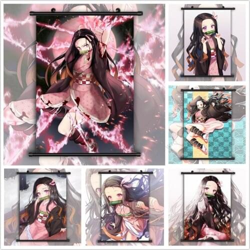 WTQ Canvas Painting Demon Slayer Kimetsu No Yaiba Anime Posters Retro Poster Wall Decor Wall Art Picture Room Decor Home Decor