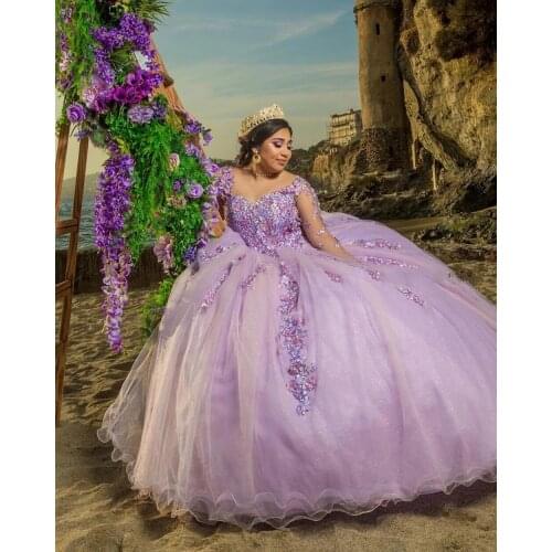 2021 Luxury Ball Gown Quinceanera Dresses 3D Flowers Beads Sweetheart Tulle Lace Applique Sweet 15 16 Dress Party Wear Xv Años