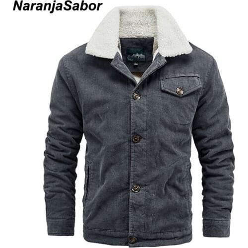 NaranjaSabor Men Bomber Jacket Fashion Male Outwear Fleece Warm Coats Casual Slim Fit Velvet Thermal Jackets Mens Clothing N718
