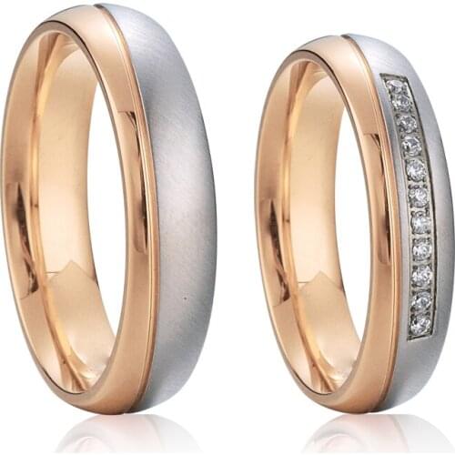 Lover gift 316L stainless steel jewelry bridal engagement and wedding ring his and hers anniversary marriage couple rings