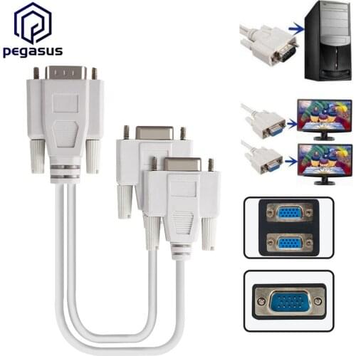 VGA SVGA 1 PC TO 2 MONITOR Male to 2 Dual Female Y Adapter Splitter Cable 15 PIN 25cm