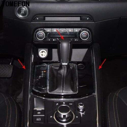 TOMEFON For Mazda CX-5 CX5 2017 2018 Car ABS Chrome Matte Inner Gear Shift Knob Side Stripe Cover Trim 3pcs