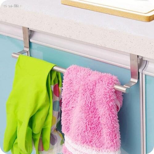 Vanzlife Stainless steel towel rack pole bathroom towel rack Cabinet door type cloth hanging rack back The kitchen towel bar