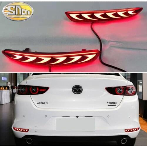 1Pair Car LED Rear Bumper Brake Light Turn Signal Light Reflector Driving Light Tail Light For Mazda 3 2020 2021 Sedan Axela