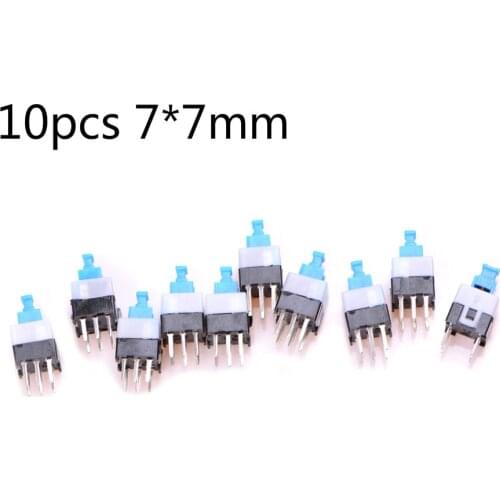 10PCS/Lot 7*7mm 6Pin Push Tactile Power Micro Switch Self lock On/Off button Latching switch Wholesale