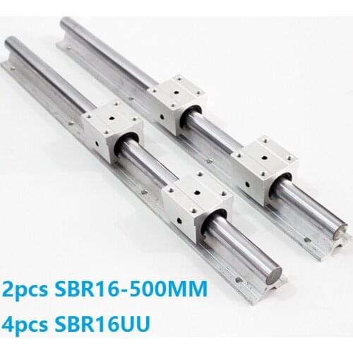 2pcs SBR16 16mm 500mm support linear guide rail + 4pcs SBR16UU linear bearing blocks CNC router parts