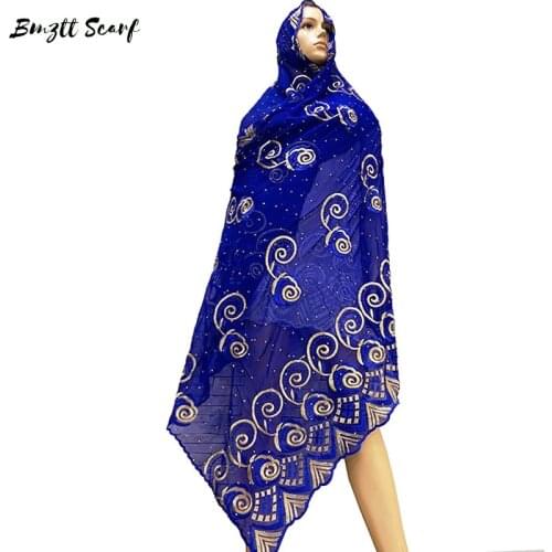 2020 New African Chiffon Scarf muslim embroidery chiffon women big scarf for shawls pashmiana BF-130