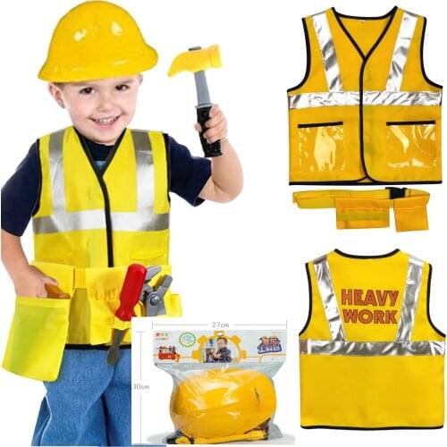 IPlay ILearn Construction Worker Costume Kit For Kids Role Play Toy Set Career Costumes Heavy worker cosplay