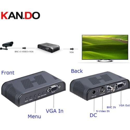 7505 Ultra HD 1080P BNC + S - Video to VGA AV Adapter for Computer HDTV Projector ( AC 100 - 240V ) BLACK