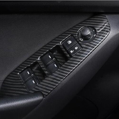 ABS Carbon fibre For Mazda 3 Axela 2017 2018 Accessories Car Door Window glass Lift Control Switch Panel Cover Trim Car Styling