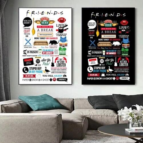 Abstract Friends TV Show Quotes Canvas Painting Central Perk Posters and Prints Wall Art Picture for Living Room Home Decoration