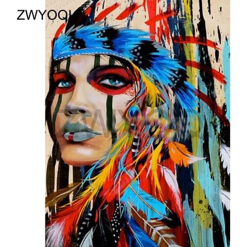 DIY Diamond painting Indian Full Round Diamond mosaic Indian feather Full Square Diamond embroidery Cross stitch Indian feather