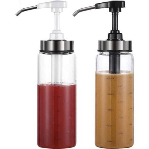 Sauce Squeeze Bottles for Kitchen&BBQ,2 Pack Olive Oil Dispenser Glass Bottles,for Ketchup/Salad/Dressing/Honey,300Ml
