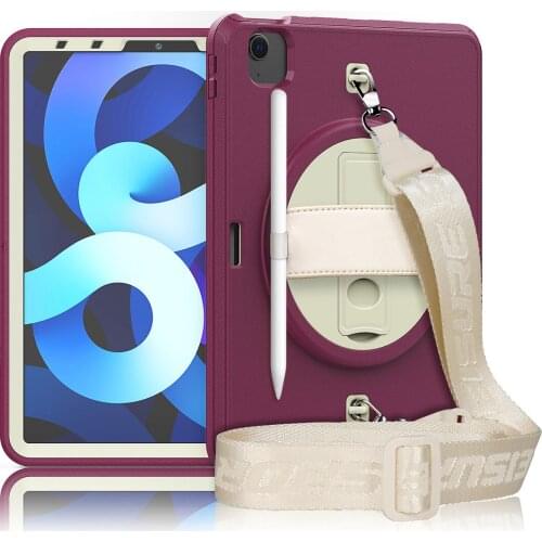 Tablet Case For iPad Air 4 10.9 / iPad pro11 2020 360 Rotatable Kickstand with Hand&Neck Strap Drop protection Caver+Film+Pen