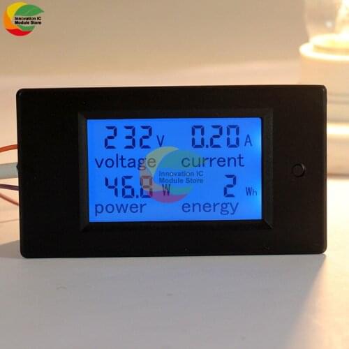 Max 20A AC 80-260V Digital LCD Voltmeter Ammeter Panel Power Energy Meter Blue Backlight Dual Measuring AC Voltage Current