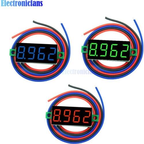 0.36" Mini Digital Voltmeter LED Panel 4 Digit 0-100V DC Voltage Meter Panel Electric Voltage Tester Gauge Three 3 Wires